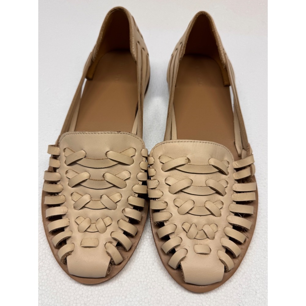 Nisolo Huarache Sandals Womens 9.5 Bone Leather Woven Flats NIB Imperfect